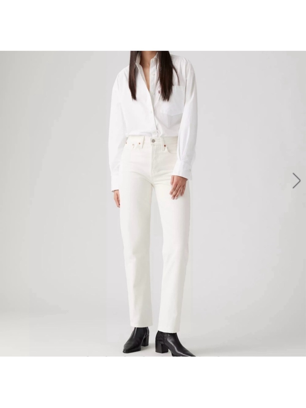 Levi High-Rise Wedgie Straight Jeans in White